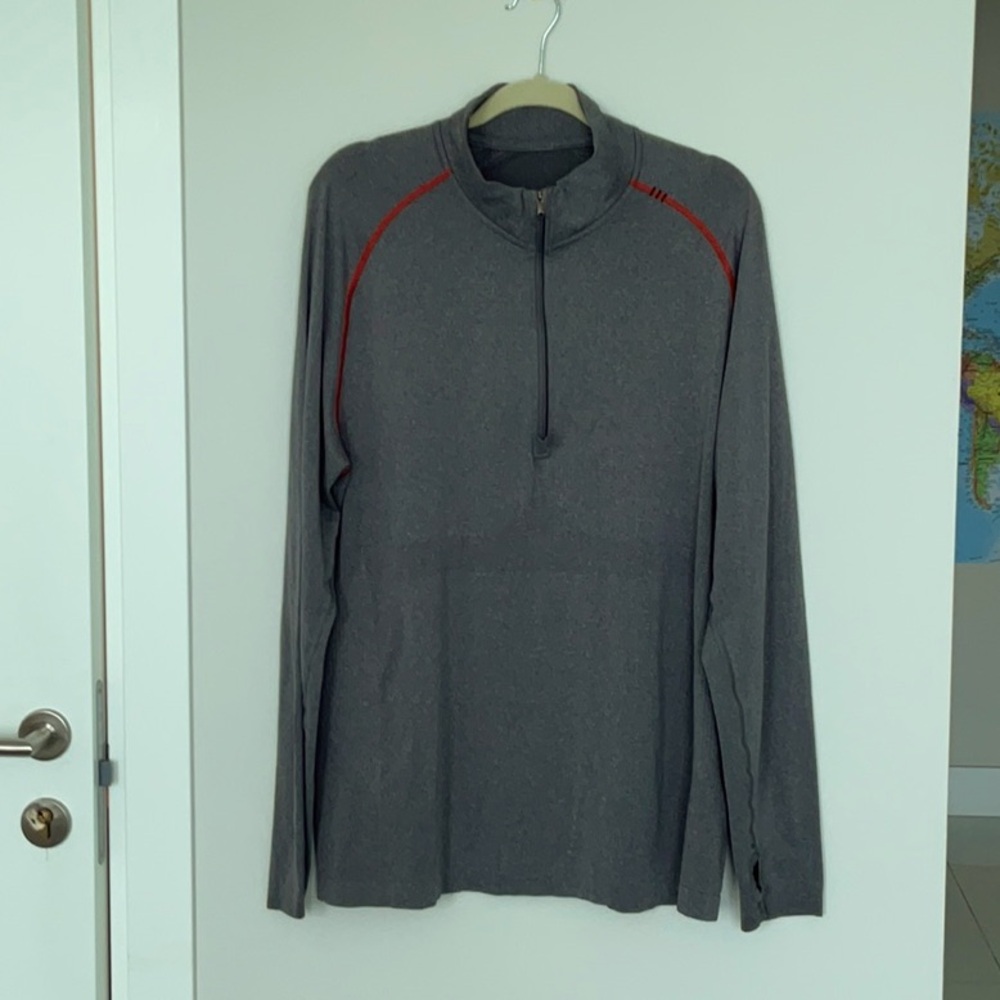 Lululemon Gray and Red Quarter-Zip Pullover, size XL , excellent condition